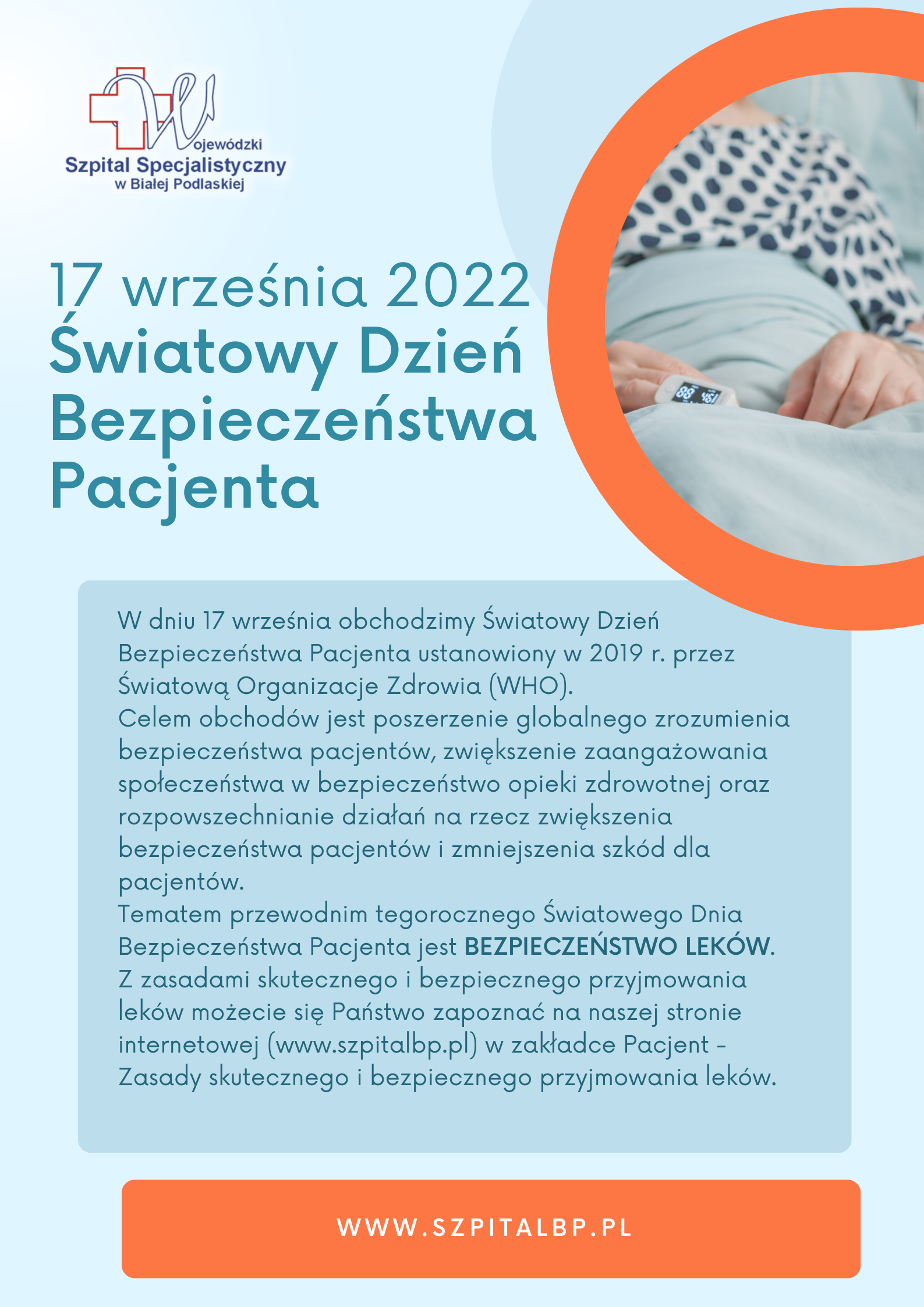 Plakat - Światowy Dzień Bezpieczeństwa Pacjenta - 17.09.2022r.