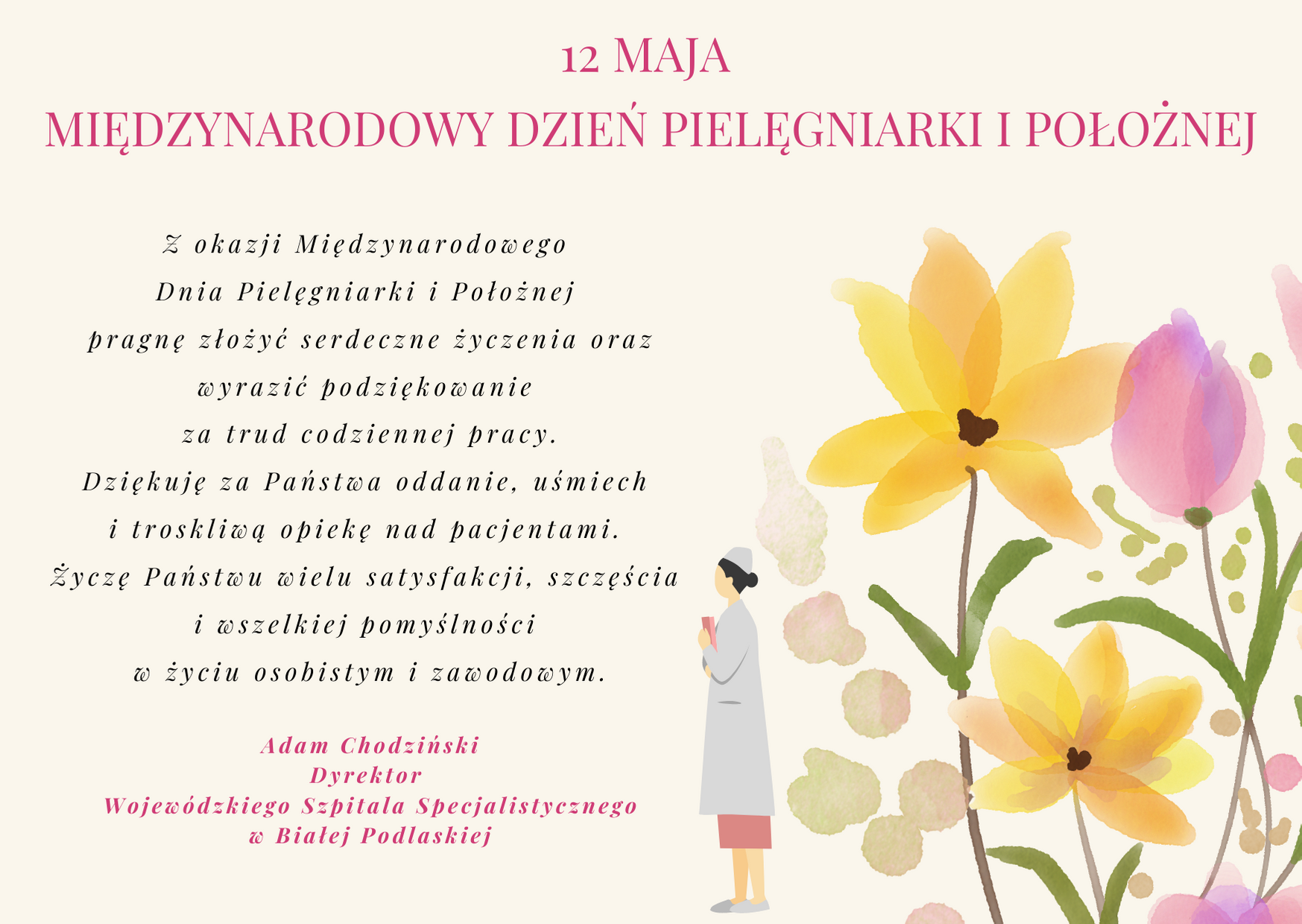 Życzenia Dyrektora WSzS z okazji Międzynarodowego Dnia Pielęgniarki i Położnej 2021