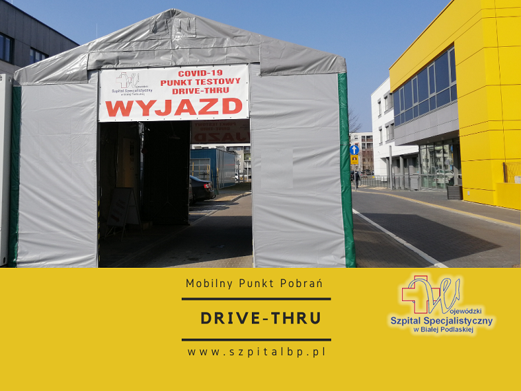 Ilustracja do artykułu Namiot Mobilnego Punktu Pobrań DRIVE-THRU przy WSzS, Wyjazd.mini.png