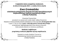 Infografika - Kondolencje z powodu śmierci  piel. Ewy Gromadzkiej.