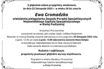 Infografika - Kondolencje z powodu śmierci  piel. Ewy Gromadzkiej.