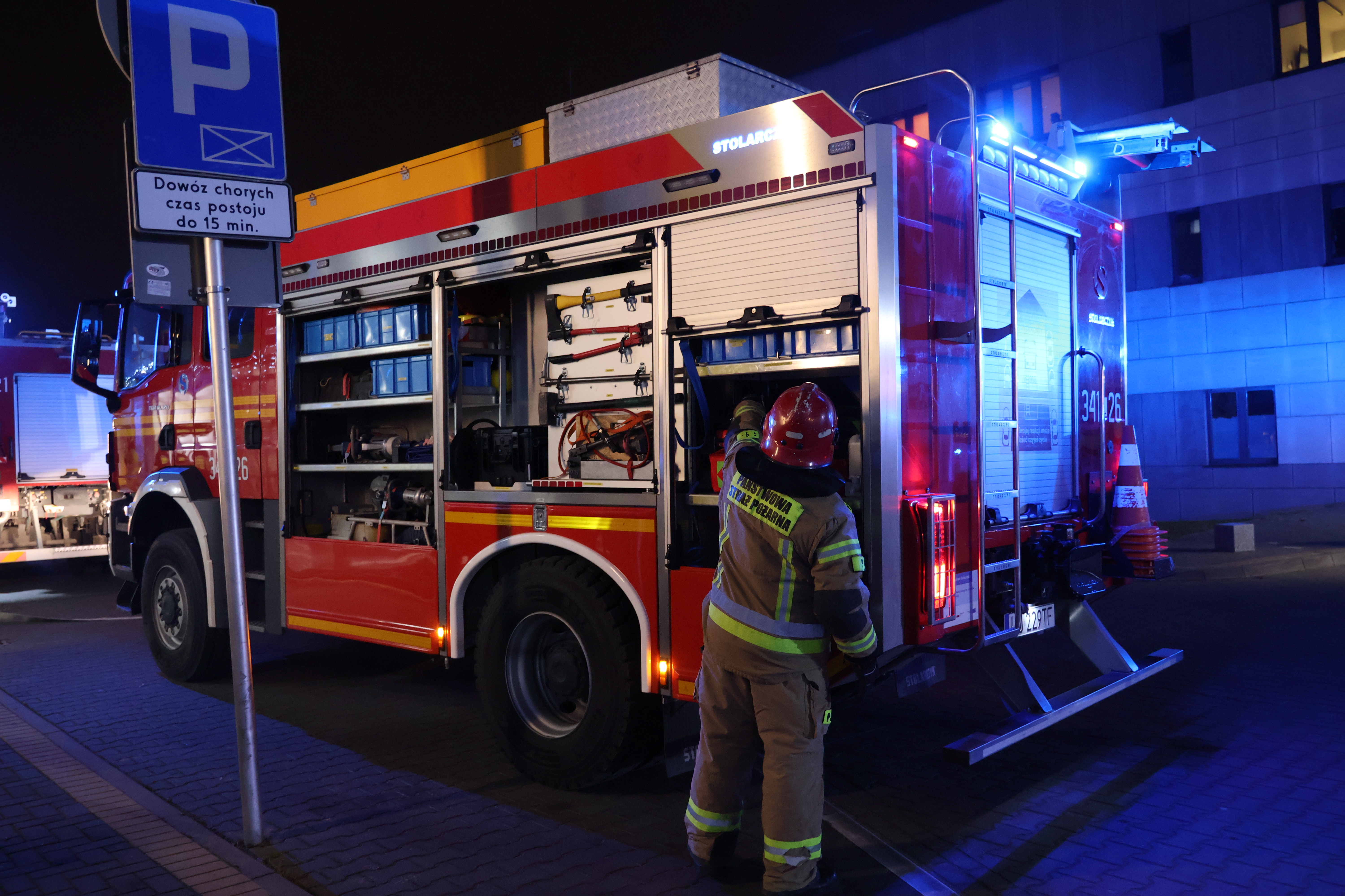 Ćwiczenia przeciwpożarowe w Bialskiej Onkologii.