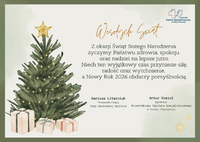 Infografika - Życzenia Dyrektora Wojewódzkiego Szpitala Specjalistycznego oraz Przewodniczącego Rady Społecznej Szpitala na Święta Bożego Narodzenia.