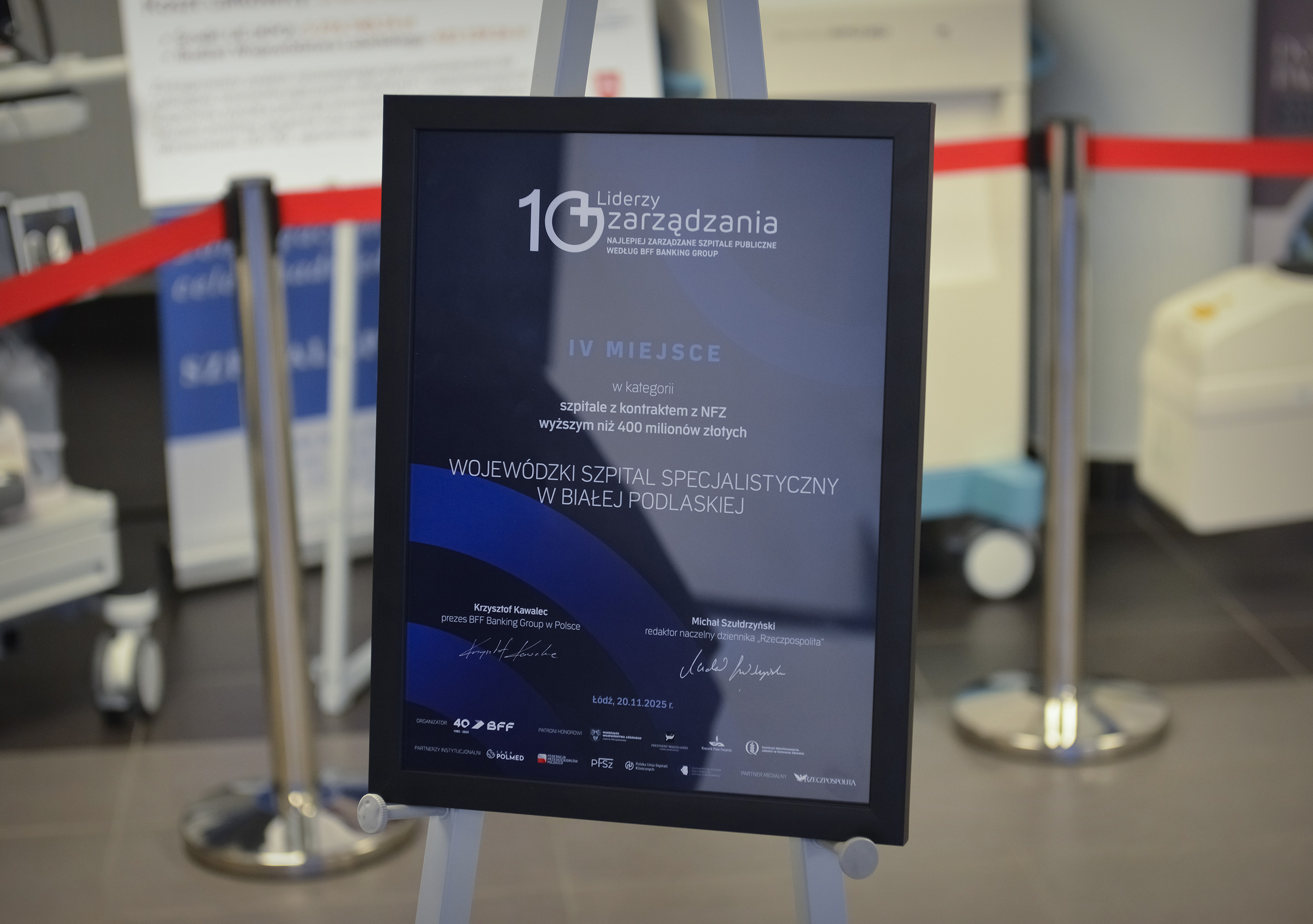 Dyplom - Wojewódzki Szpital Specjalistyczny w czołówce najlepszych szpitali publicznych w Polsce wg Rankingu BFF Banking Group.