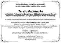 Infografika - Kondolencje z powodu śmierci piel. Teresy Popławskiej.