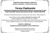 Infografika - Kondolencje z powodu śmierci piel. Teresy Popławskiej.