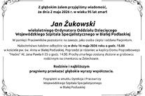 Infografika - Kondolencje z powodu śmierci lek. Jana Żukowskiego.