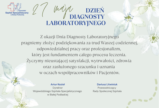 Infografika - Życzenia z okazji Dnia Diagnosty Laboratoryjnego 2026.
