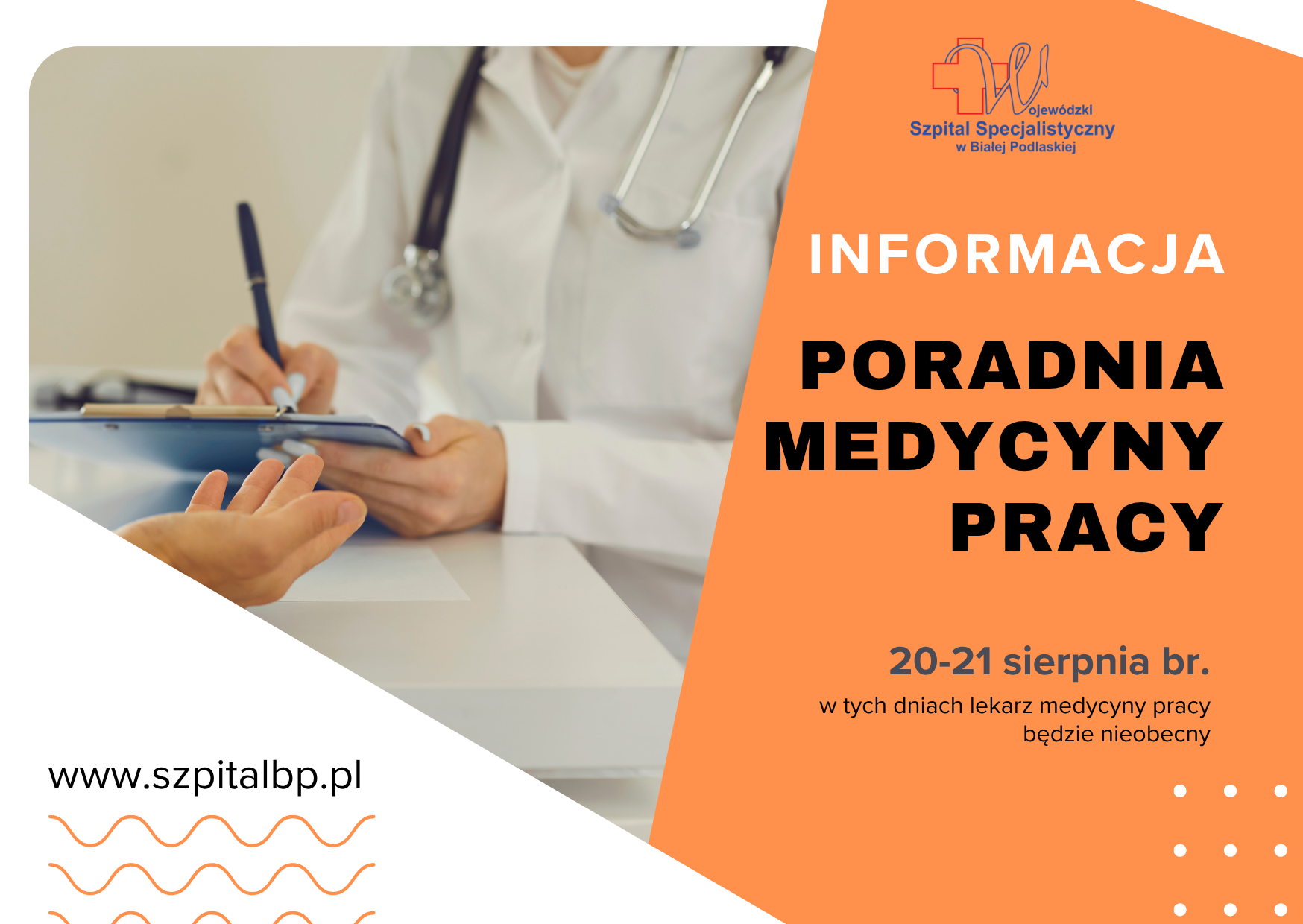 Infografika – Informacja dotycząca Poradni Medycyny Pracy.