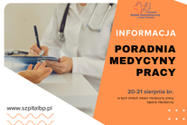 Infografika – Informacja dotycząca Poradni Medycyny Pracy.