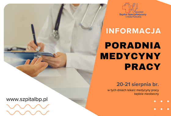 Infografika – Informacja dotycząca Poradni Medycyny Pracy.