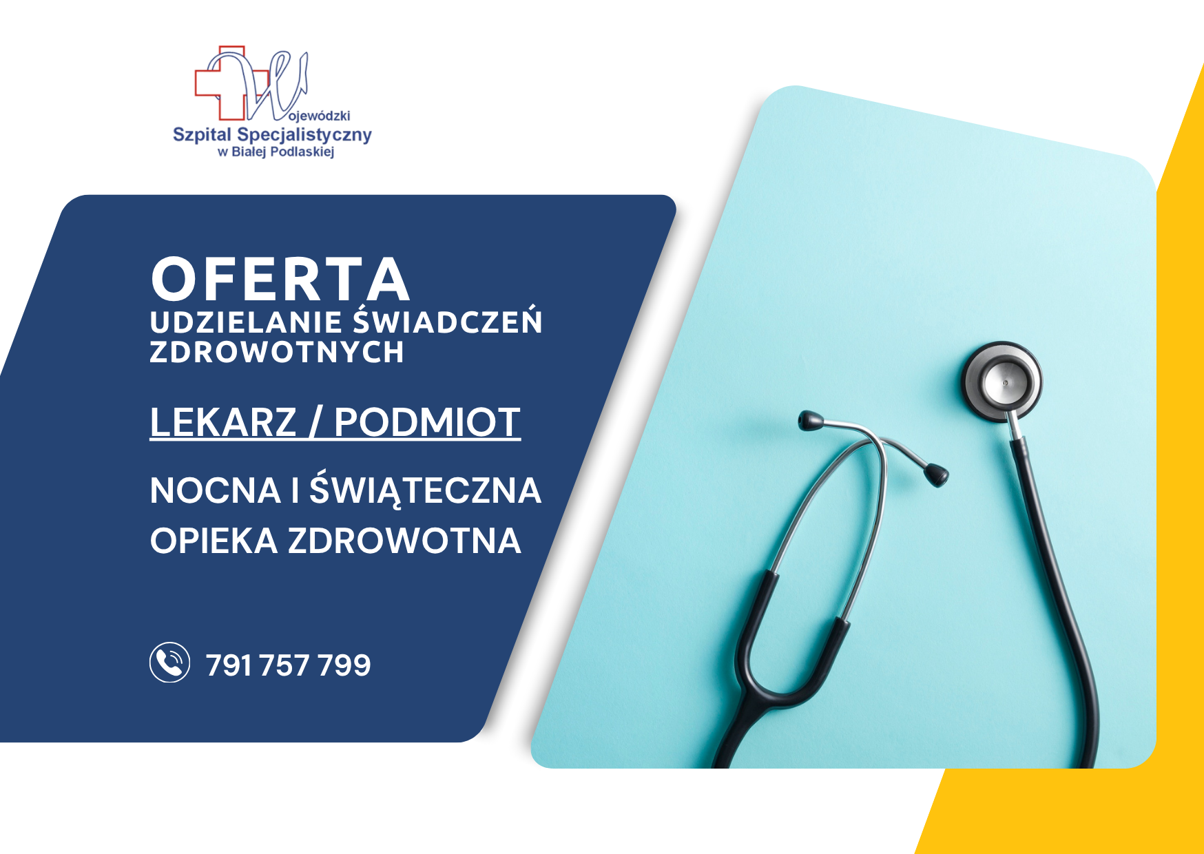 Infografika - oferta współpracy w zakresie udzielania świadczeń zdrowotnych w Nocnej i Świątecznej Opiece Zdrowotnej - Lekarz lub Podmiot.