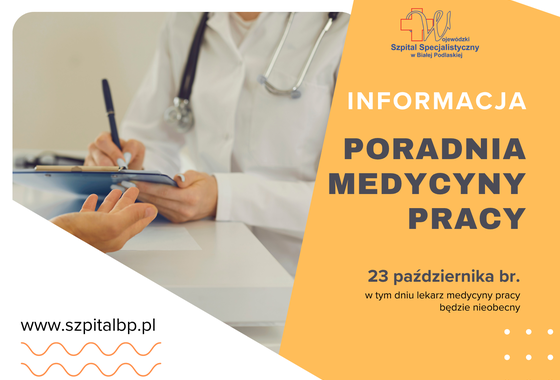 Infografika – Informacja dotycząca Poradni Medycyny Pracy.