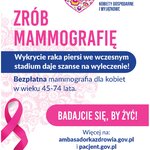 Infografika - plakat Ambasadorki Zdrowia. Zrób Mammografię.